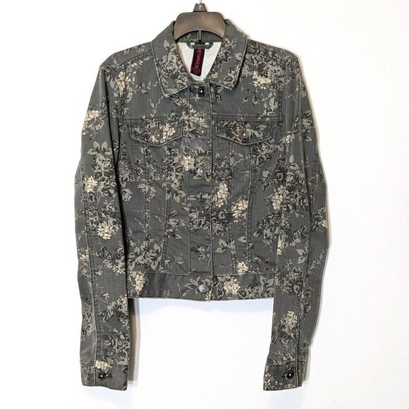 ALMOST FAMOUS Sage Green Floral Short Twill Casual Jacket; Size S/M - Picture 1 of 5